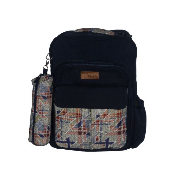 Gharibo Bags School Backpack With Pencil Case For Boys, Fabric Pattern - Dark Navy