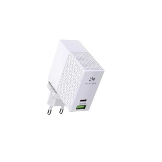 شاحن ايكونز، 65 وات، 2 منفذ USB، ابيض - XWPD6W