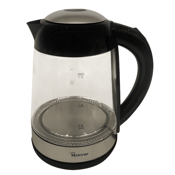 Home Electric Kettle, 1.7 Liters, 1850 Watt, Transparent and Black - TM1014