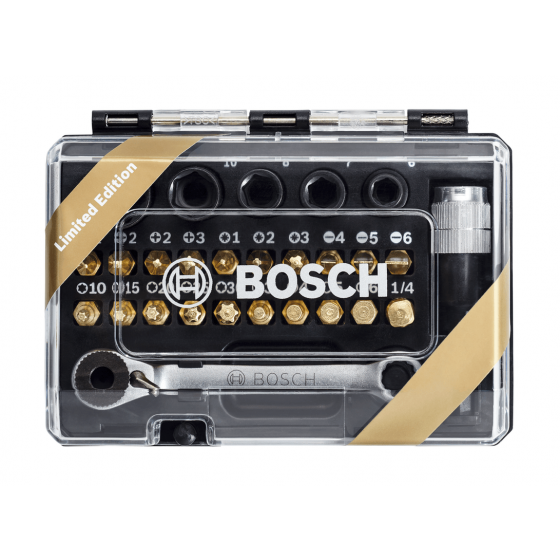 Bosch Screwdriver Bit and Ratchet Set, 27 Pieces, Limited Edition - Multi Color