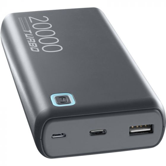 Cellularline Turbo Power Bank, 20000 mAh, 3 Ports - Black