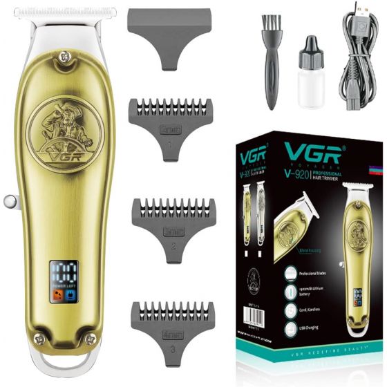 VGR Rechargeable Hair Trimmer, Wet and Dry, Gold- V-920