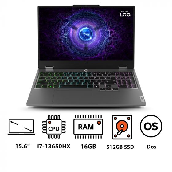 Lenovo LOQ 15IRX9 Laptop, Intel Core i7-13650HX, 512GB SSD, 16GB RAM, 15.6 Inches, FHD IPS 144Hz Display, NVIDIA GeForce RTX 4050 GDDR6 6GB, FreeDos - Luna Grey