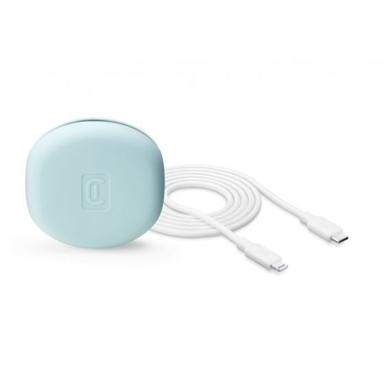 Cellularline 2 in 1 USB-C to Lightning Cable with Cable Case, 100 cm - White and Blue