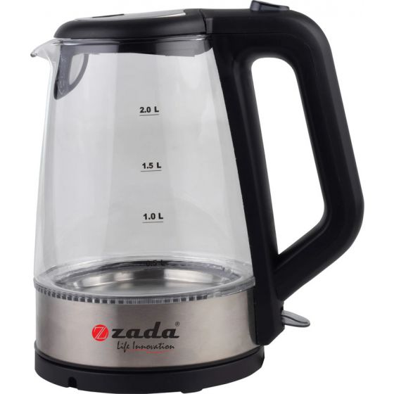 Zada Electric Glass Kettle, 2 Liters, 2200 Watt, Transparent -  ZKT-310