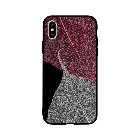 Purple and Grey Leaf Printed Back Cover for Apple iPhone X