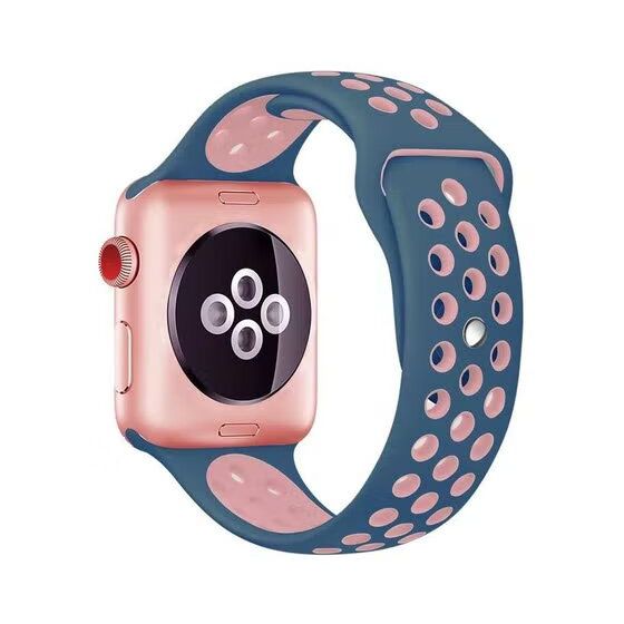 Silicone Sport Replacement Strap for Apple iWatch Smart Watch, 38mm - Purple and Blue