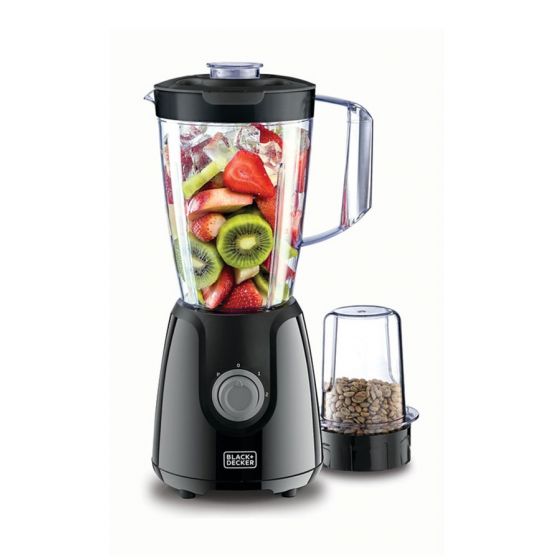 BLACK+DECKER Blender with Grinder Mills, 1.5 Liter, 400 Watt, Black - BX4130-B5