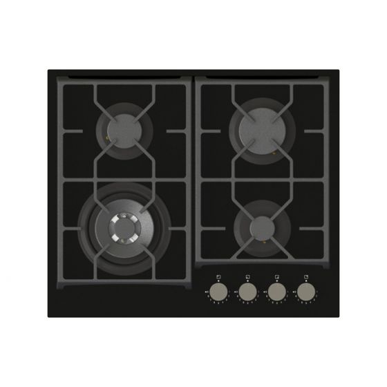 Kitchen Line Gas Built-in Hob 60 CM, 4 Burners, Black - ZP-PRE4014