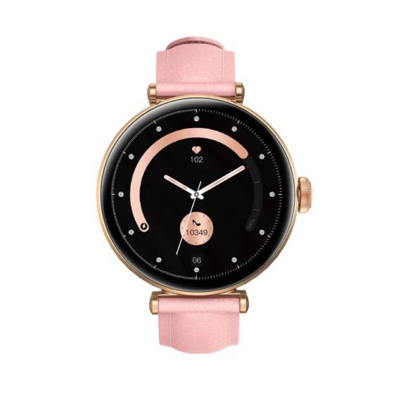 Kieslect Pura Reno, Smart Watch 1.19 inch AMOLED, Gold Case and Pink Strap