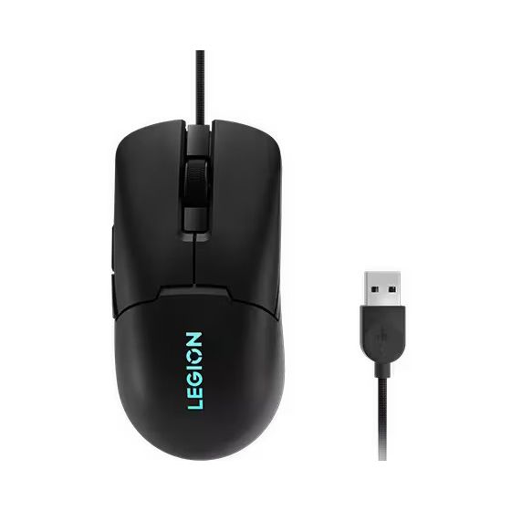 ماوس العاب سلكي لينوفو ليجين، 8000 نقطة في البوصة، RGB، اسود - M300S