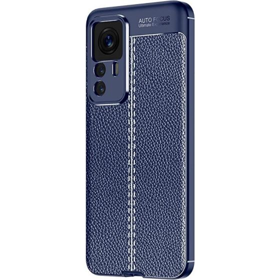 GOLDEN MASK For Xiaomi 12T Pro case Litchi Carbon Fiber Case Anti Protection- (Blue)