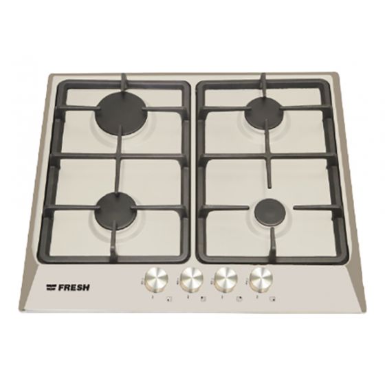 Fresh Built-In Gas Hob, 4 Burners, Stainless Steel, 60 cm - HHFB60CMSF