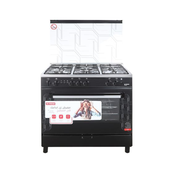 Fresh Plaza Gas Cooker, 5 Burners, Black- 6330