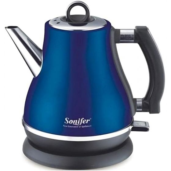 Sonifer Electric Kettle, 1.2 Liters, 1500 Watt, Blue and Silver - SF-2028