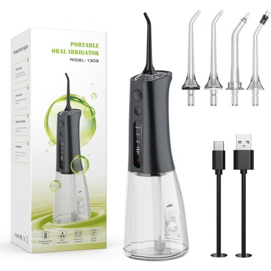 Dasera Cordless Water Flosser Teeth Cleaner, 300ml, Black- Y209