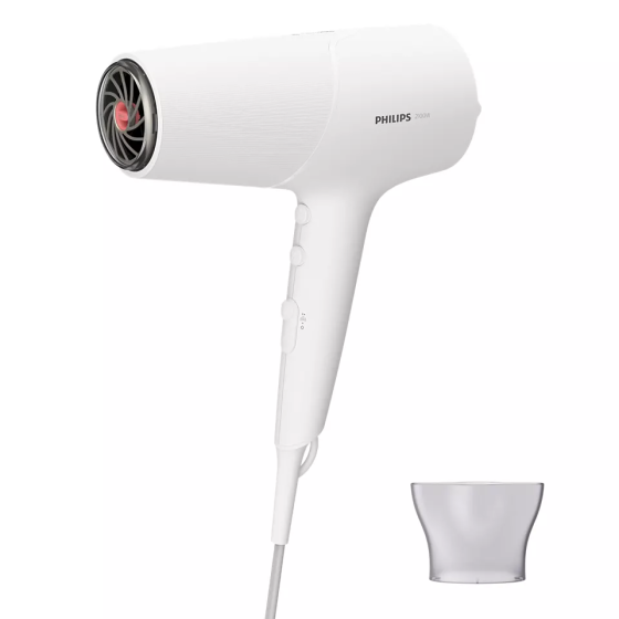 Philips Series 5000 Hair Dryer, 2100 Watt, White x Metallic - BHD500-00