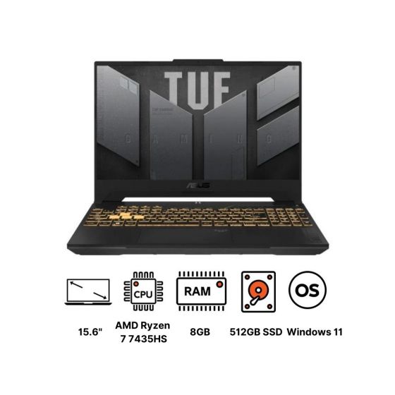 ASUS TUF A15 FA506NCR-HN007W Gaming Laptop, AMD Ryzen 7 7435HS, 8GB RAM, 512GB SSD, Nvidia GeForce RTX 3050 4GB, 15.6 Inch FHD Windows 11, 144Hz - Black