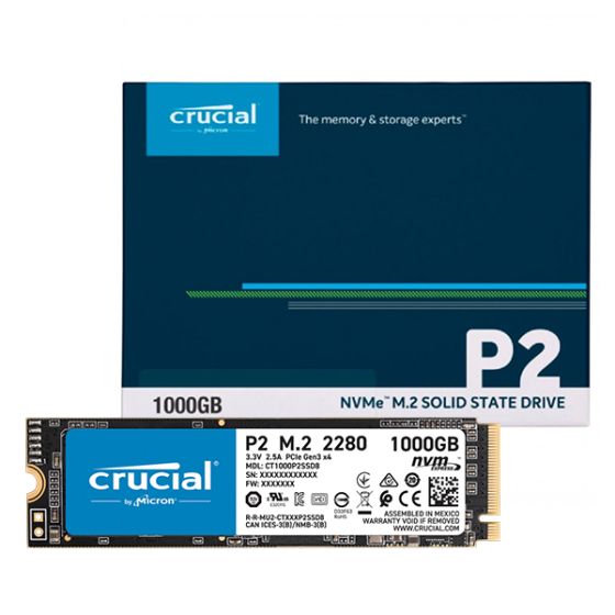 هارد داخلي SSD كروشيال P2 M.2 NVMe PCI، سعة 1 تيرا - CT1000P2SSD8