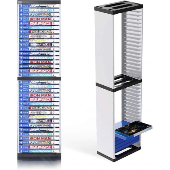 Nargos Video Games Storage Tower - White and Black