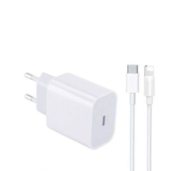 شاحن بكابل USB-C إلى لايتنينج، 20 وات - ابيض