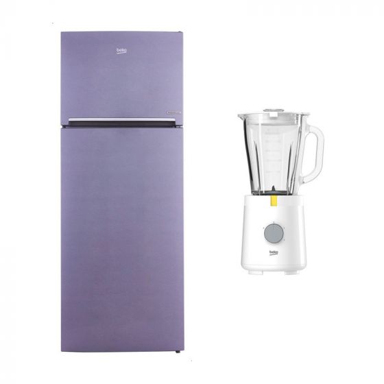Beko No-Frost Top Freezer Refrigerator, 408 Liters, Inverter, Gray - RDNE448M20X, with Blender, 1.5 Liters, 600 Watt - TBN 62608 W