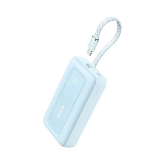 باور بنك انكر زولو، 20000 مللي امبير، كابل USB-C مدمج ومنفذ  USB-C، ازرق - A1689