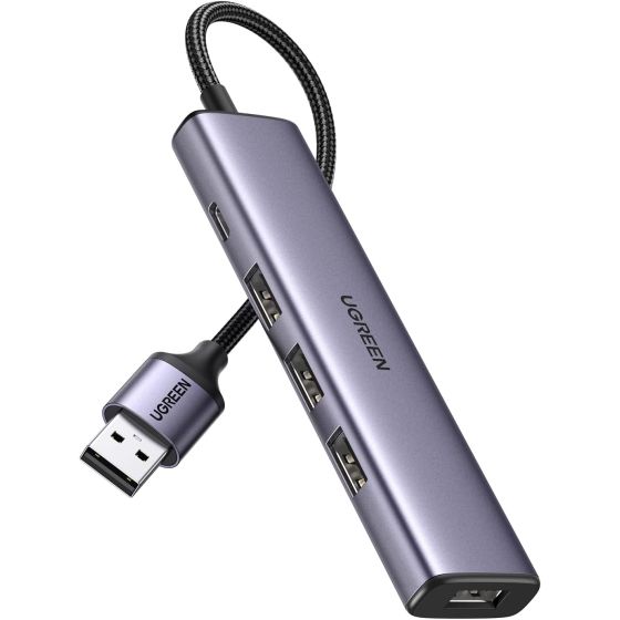 موزع USB يو جرين 4 في 1، رمادي - CM473-20805