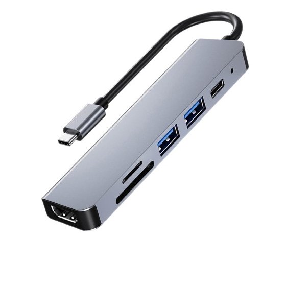 موزع USB فئة C 6 في 1 - رمادي