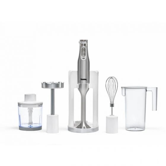 Tank Hand Blender with Attachments, 500ml, 1200 Watt, White and Silver- CM-6004