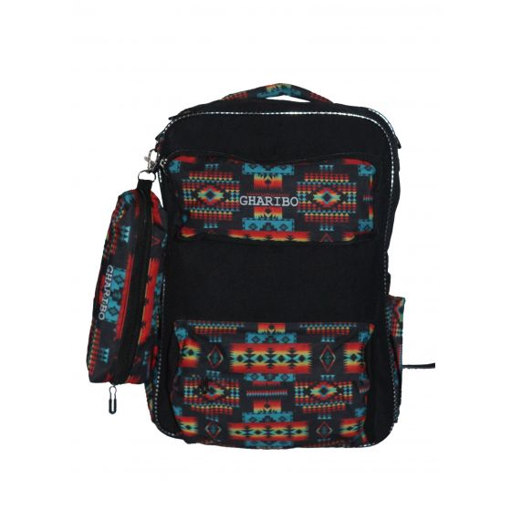 Gharibo Bags School Backpack With Pencil Case For Kids, Motif Pattern - Black