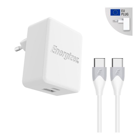 Energizer Wall Charger, USB C, With Cable, White, AC11PFEUUCC3
