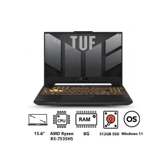 لاب توب جيمنج اسوس تي يو اف A15 FA507NU-LP125W ، ايه ام دي رايزن R5-7535HS، هارد SSD سعة 512 جيجا، 8 جيجا رام، شاشة مقاس 15.6 بوصة بدقة FHD بمعدل تحديث 144 هرتز، كارت شاشة نفيديا جي فورس RTX 4050 سعة 6 جيجا، ويندوز 11 - رمادي