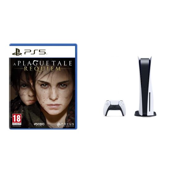 Sony PlayStation 5, 1 Wireless Controller, White - CFI-1016A01 MEE, with A Plague Tale Requiem for PlayStation 5