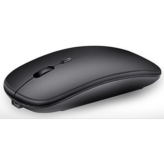 Silent Rechargeable 2.4GHz Wireless Optical Mouse, 1600 DPI - Black