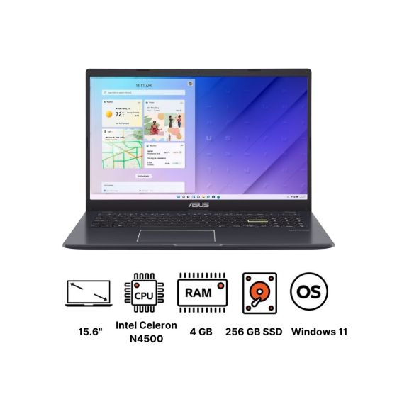 ASUS Vivobook Go 15 E510KA-BR395W Laptop, Intel Celeron N4500 , 256GB SSD, 4GB RAM, 15.6 Inch, HD, LED, 60Hz, Intel HD Graphics, Windows 11 - Star Black