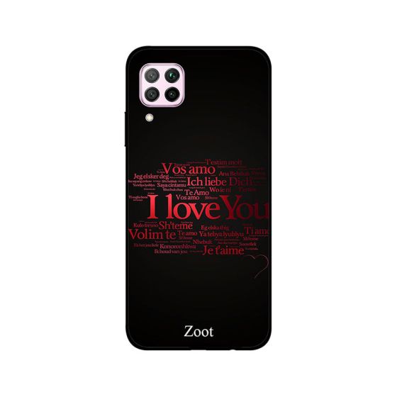 جراب ظهر زوت بطبعة عبارة I Love باللون الاحمر لهواوي نوفا 7i