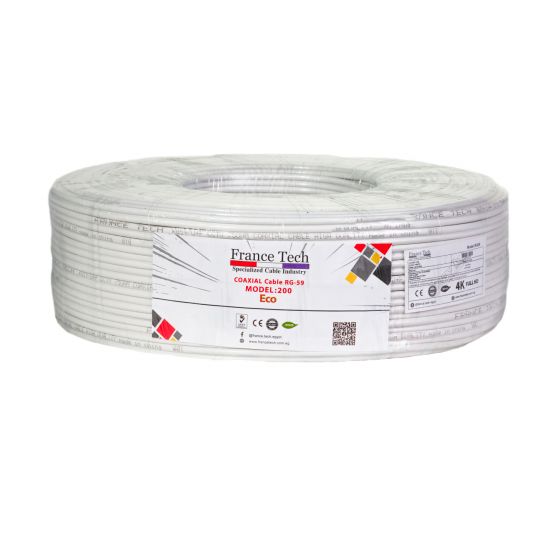 France Tech RG59 Coaxial cable, 200 Meter, White - 200 ECO
