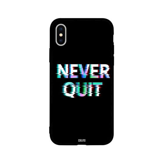 جراب ظهر بطبعة عبارة Never Quit لابل ايفون XS