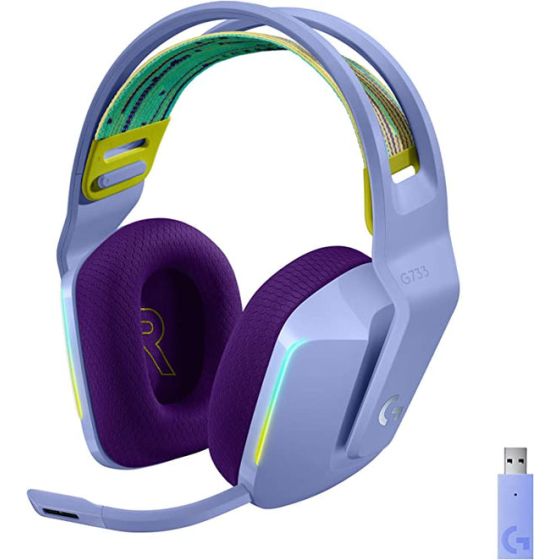 سماعة رأس لاسلكية لوجيتك G733 بإضاءة RGB بميكروفون، موف - 981-000890