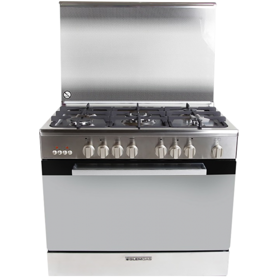 Glem Gas Cooker, Gas, 5 Burners, Silver- NE9612RIFSG