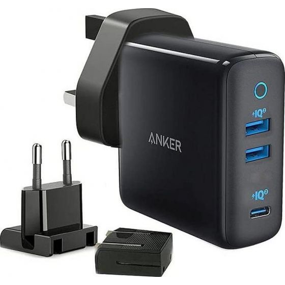 Anker PowerPort III Wall Charger, 3 Ports, 65 Watt - Black