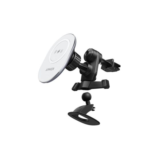Anker PowerWave Wireless Magnetic Charging Car Mount, 18 Watt - Black and White
