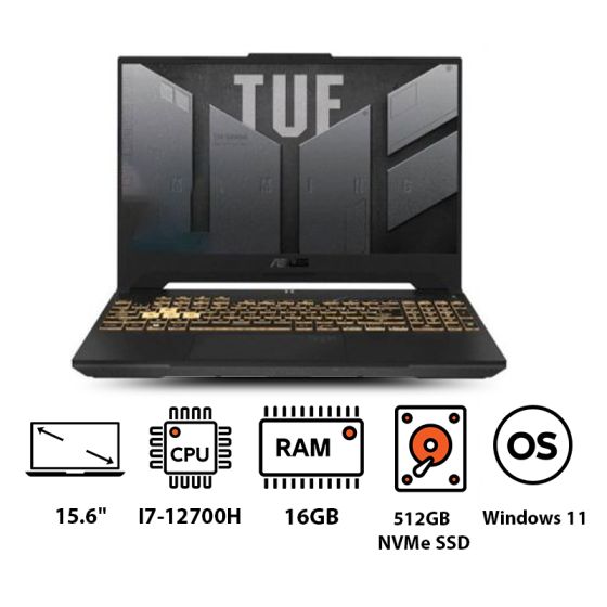ASUS TUF F15 FX507ZC4-HN002W Gaming Laptop, Intel Core I7-12700H, 512GB NVMe SSD, 16GB RAM, 15.6 Inch FHD, NVIDIA GeForce RTX 3050 4GB, Windows 11 - Mecha Grey
