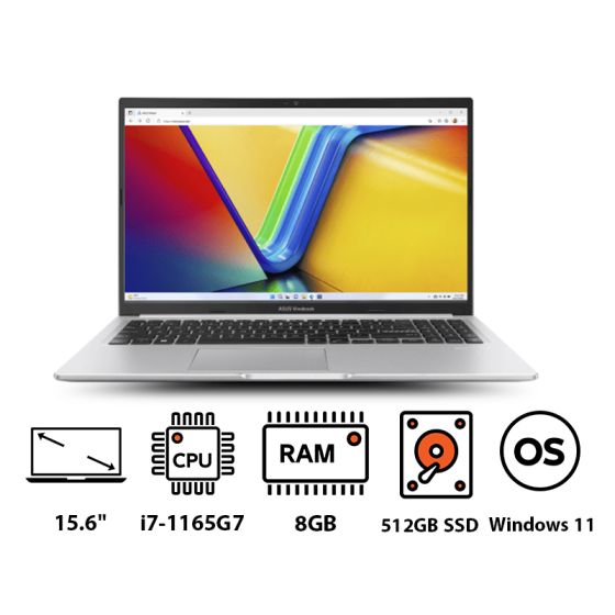 لاب توب اسوس فيفو بوك 15 X1500EP-EJ007W، انتل كور i7-1165G7، شاشة 15.6 بوصة FHD، سعة 512 جيجا SSD، رام 8 جيجا، كارت شاشة انفيديا MX330 جرافيكس بسعة 2 جيجا، ويندوز 11 - فضي