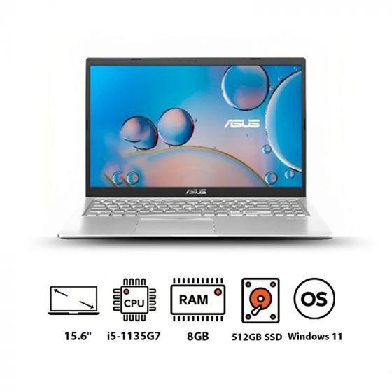 Asus X515 Laptop, Intel Core i5-1135G7, 15.6 Inch FHD, 512GB SSD, 8GB RAM, NVIDIA GeForce MX330 2GB, Windows 11, Transparent Silver - X515EP-EJ005W