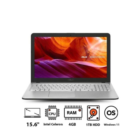 لاب توب اسوس X543MA-GQ001W، انتل سيليرونN4020 ، شاشة بدقة HD مقاس 15.6 بوصة، HDD سعة 1 تيرا، 4 جيجا رام، كارت شاشة انتل HD جرافيكس، ويندوز 11، فضي -90NB0IR6-M003H0