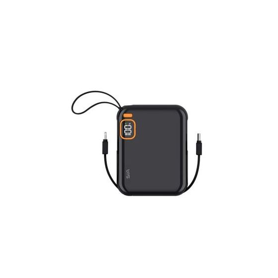 Sia Power Bank with Built-in Cables, 10000 mAh, Black - PB302