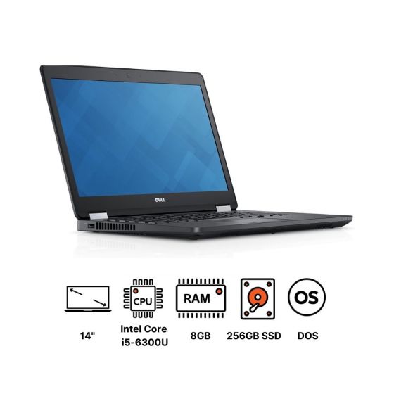 لاب توب ديل Frrcr لاتيتيود 5470، انتل كور i5-6300U، هارد SSD سعة 256 جيجا، 8 جيجا رام، شاشة بدقة FHD مقاس 14 بوصة، كارت شاشة انتل HD جرافيكس، دوس - اسود