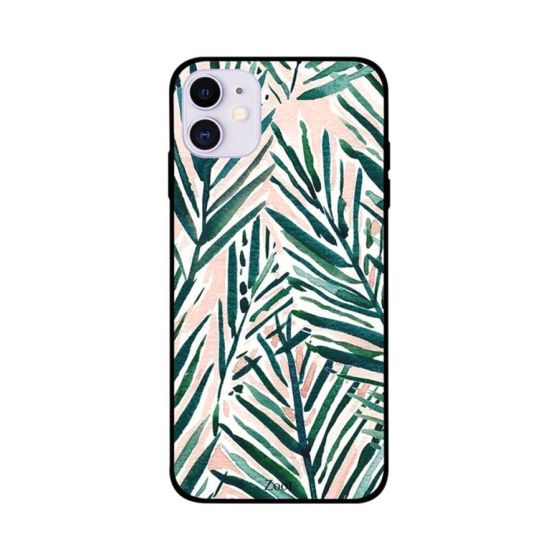 Green Leaves in Pink View Printed Back Cover for Apple iPhone 11